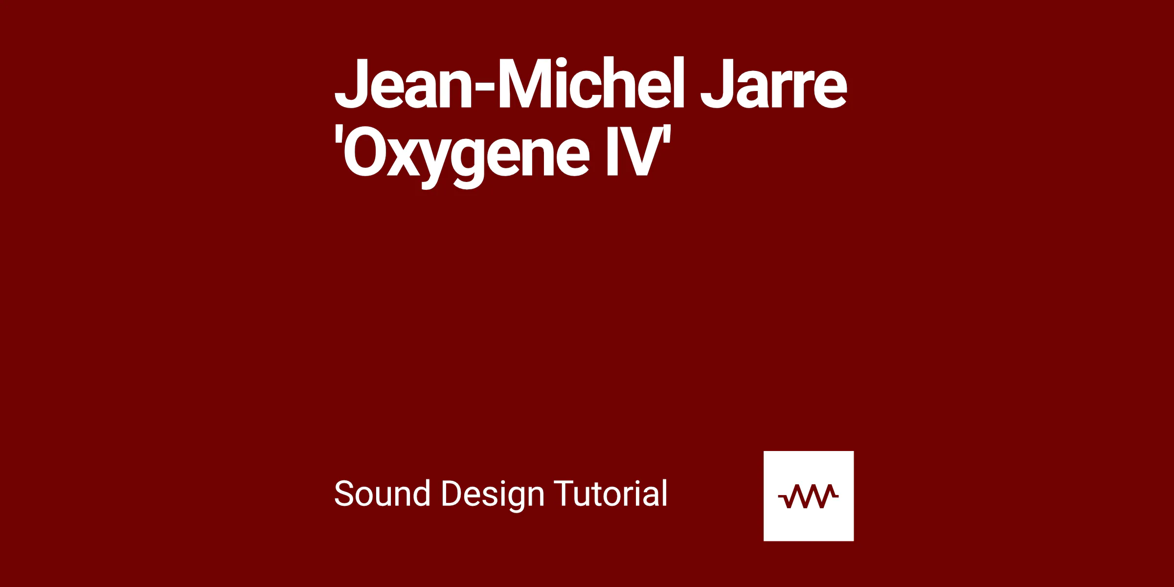 Jean Michel Jarre Oxygene IV - How to make with DRC